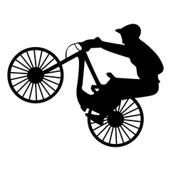 Fototapeta premium BMX Rider Silhouette Isolated on White Background. Vector Illustration.