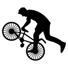 Fototapeta premium BMX Rider Silhouette Isolated on White Background. Vector Illustration.
