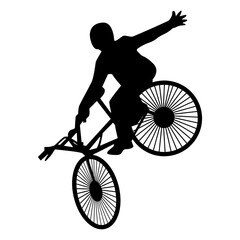 Fototapeta premium BMX Rider Silhouette Isolated on White Background. Vector Illustration.