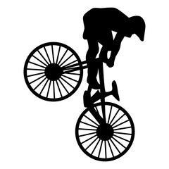 Obraz premium BMX Rider Silhouette Isolated on White Background. Vector Illustration.