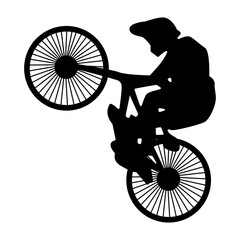 Obraz premium BMX Rider Silhouette Isolated on White Background. Vector Illustration.