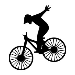 Obraz premium BMX Rider Silhouette Isolated on White Background. Vector Illustration.