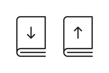 E book download and upload icon. Book download and upload icons. Vector illustration