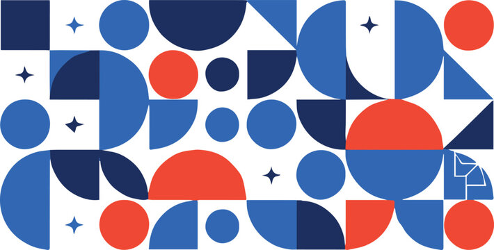 minimalism abstract geometric composition blue red white