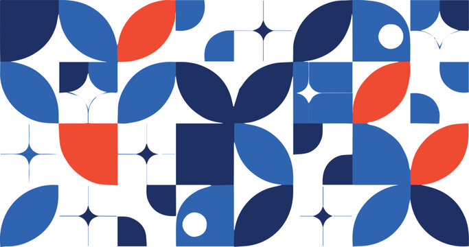 minimalism geometric grid pattern with circles squares stars