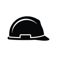 Construction safety hard hat silhouette, industrial worker helmet vector icon, protection gear