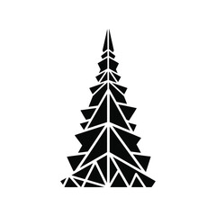 Geometric pine tree vector, abstract Christmas fir, modern triangle forest nature silhouette graphic