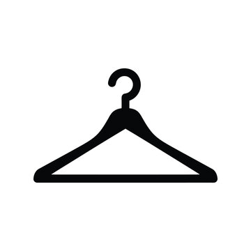 Clothes coat hanger silhouette icon, fashion, laundry, wardrobe, retail store vector graphic