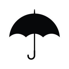 Black open umbrella vector icon, rain protection, weather accessory, sun shade graphic silhouette