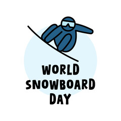Flat design vector of World Snowboard Day. December. Snowboard icon. Flat design vector. Banner, card, background.