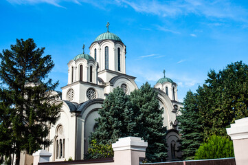 Fototapeta premium Serbian Orthodox church of the Holy Ascension of Christ in Ada, Serbia. No people.