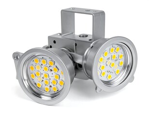 Three-headed metal device, housing LED lights, with bracket