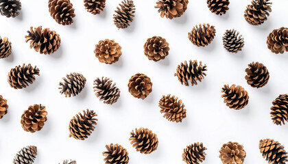 Pine Cones Pattern on White
