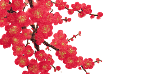 Elegant crimson ume blossom art, a touch of Japanese traditional style.