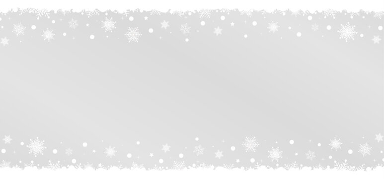 Silver Winter Background with Top & Bottom Snowflake Border _Horizontal