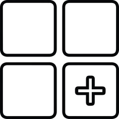 Fototapeta premium Minimalist Vector Grid Icon with Plus Sign for Add or Create Actions