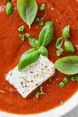 tomato soup with feta and basil