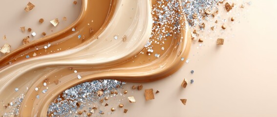 Stunning wave of golden color flows gracefully across a soft backdrop