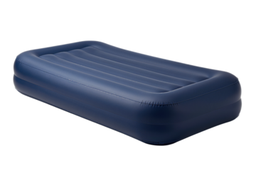 Blue inflatable air mattress isolated object