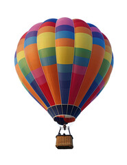 Fototapeta premium Colorful Rainbow Hot Air Balloon with Woven Basket