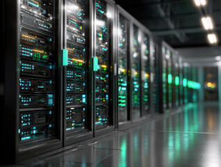 VIew of a Server room data center - storage hosting