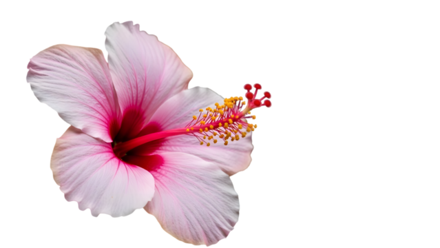 Delicate pink and red hibiscus flower isolated on transparent background - Powered by Adobe