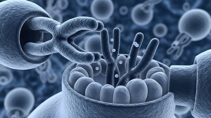 3D Rendering of Chromosome Segregation during Cell Division or Genetic Science Concept