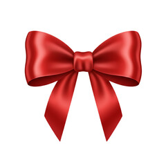 A beautiful luxurious and shiny red satin ribbon bow isolated on a black background perfect for celebrations gifts and festive occasions