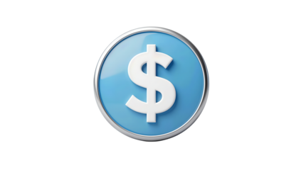 Glossy blue and silver dollar sign icon