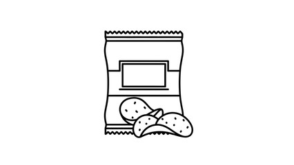 &ldquo;Minimal Line Art Chips Packet Icon &ndash; Simple Snack Packaging Vector Illustration&rdquo;