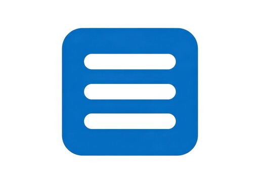 Simple graphic symbol featuring three horizontal white lines within a rounded blue square shape
