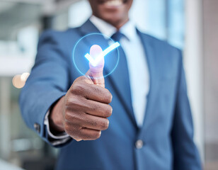 Quality Management and Assurance Thumbs Up Approval Concept