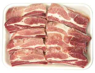 Fresh Raw Pork Ribs on Foam Tray