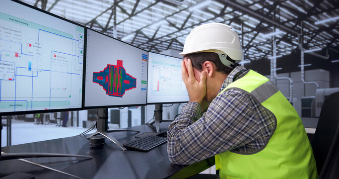 Troubled Engineer At Factory