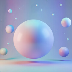 abstract holographic floating spheres pastel background