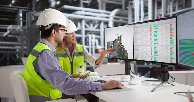 Female Engineer Operates Gas Turbine