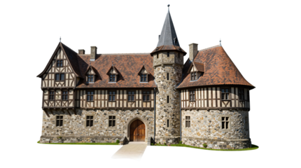 Historic Medieval Castle With Stone Tower and Timber Detailing
