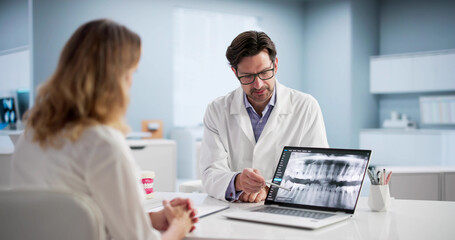 Fototapeta premium Older Patient Gets Computerized Dental Implant Care