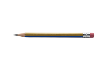 Isolated yellow and blue pencil with eraser and sharpened tip