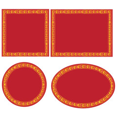 Set of Chinese frames, borders or elements.Greek frame.Vintage ornaments.Happy lunar new year banner.Decorative border.Sign, symbol, icon and logo isolated.Graphic design.Vector illustration.
