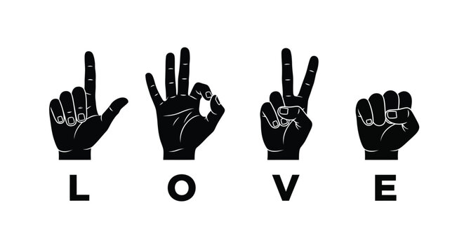 Hands signing the word love in American Sign Language