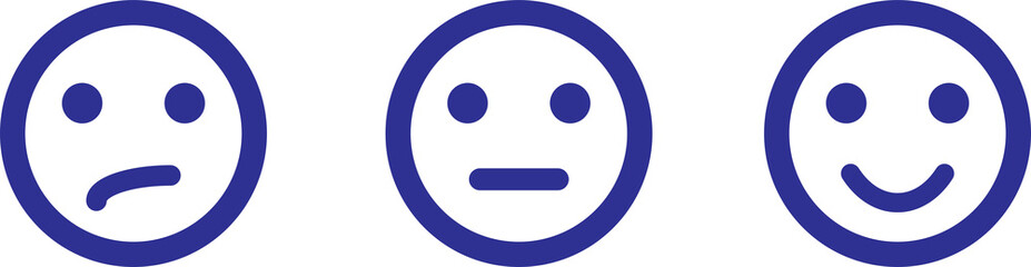 Fototapeta premium Blue customer satisfaction rating and feedback icons set