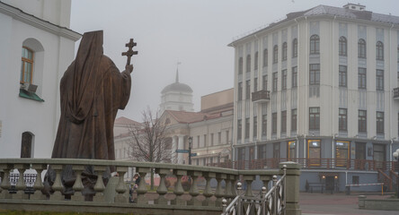 Foggy historical center of Minsk.