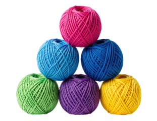 Pyramid of colorful yarn balls in bright shades