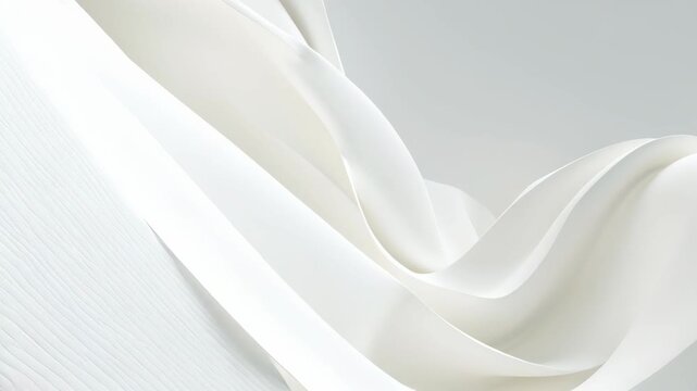 A white, flowing fabric that appears to be made of a material that is not quite visible. Delicate white atmospheric waves, calm airy shapes, minimalistic bright composition, cloud dancer pantone