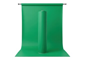 Roll of vivid green seamless paper background sits ready for  use