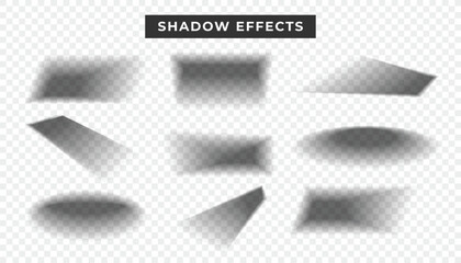 Realistic soft shadow effects collection with transparent background for modern graphic design elements