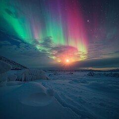abstract Northern Lights Winter Scenery Background
