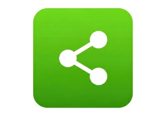 Vibrant green square icon displays a universal symbol for sharing information and connection