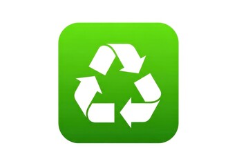 Bright green environmental symbol depicting three chasing arrows on a square background with rounded corners